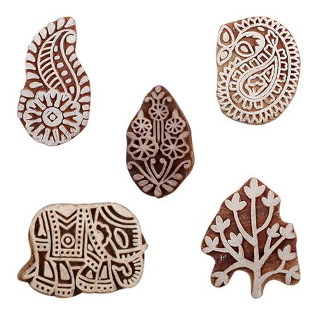 Set of 5 Piece New Mix Wooden Printing Blocks